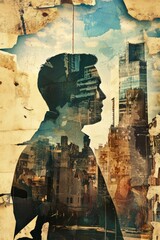 Urban collage of torn posters and layered paper textures with vintage tones.
