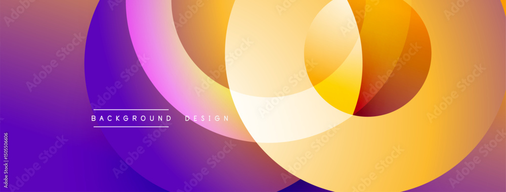 Fototapete Abstract colorful circles overlap creating vibrant gradient background. Modern design elements suggest creativity, energy, innovation.