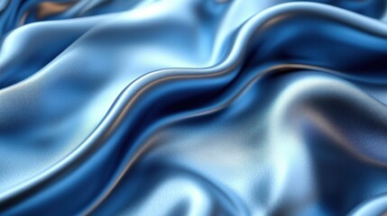 Fototapeta premium Shimmering Blue Silk Fabric Draped Elegantly on a Soft Surface
