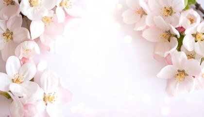 Spring blossom frame with soft background.