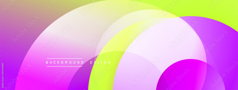 Fototapete abstract background features overlapping circles. vibrant pinks, yellows create modern visual effect
