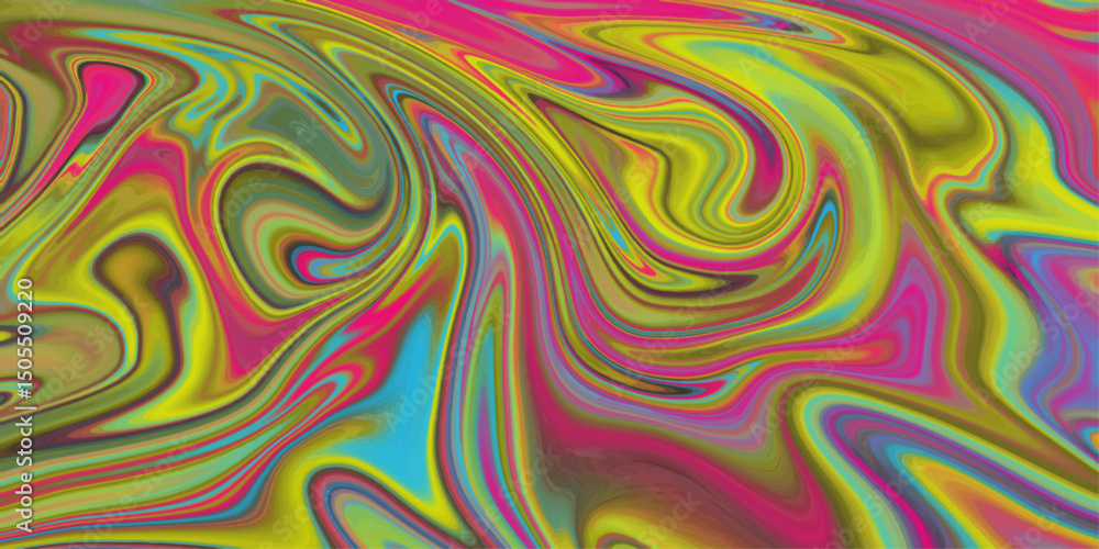 Poster vibrant abstract swirls of colourful paint creating a psychedelic flowing design ideal for backgroun