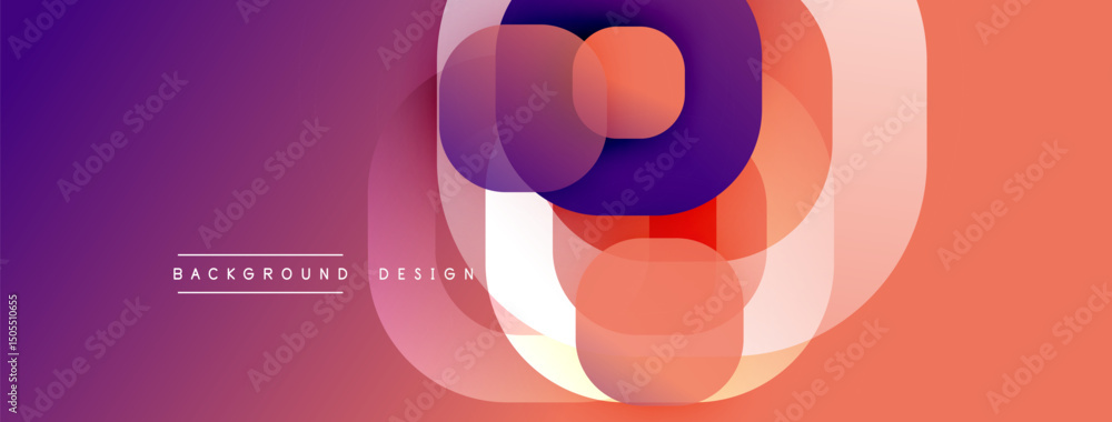 Aufkleber Abstract gradient shapes create dynamic visual. Purple, orange hues blend, forming layered design. Modern background element for projects.
