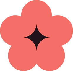 Simple red flower icon with soft petal shapes on white background