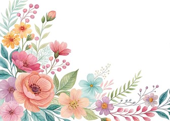 Watercolor Floral Arrangement with Pink and Peach Blossoms for Springtime Designs