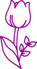 tulip flower outline icon vector 