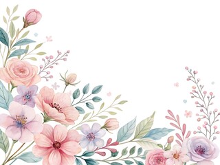 Watercolor floral arrangement in pastel colors suitable for wedding invitations and cards