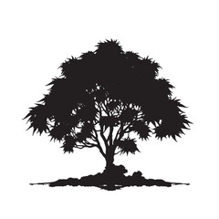 Silhouette of Hemp Tree on White