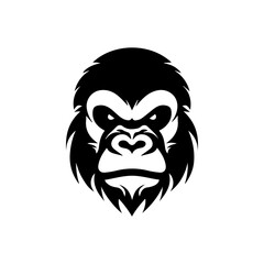 vector illustration gorilla head black and white