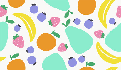 Cute mix fruits pattern background vector design