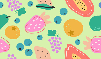 Cute mix fruits pattern background vector design