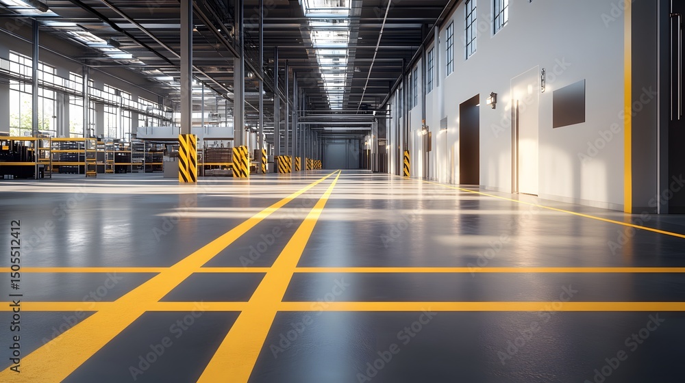 Poster zoning and workflow efficiency using floor line markings