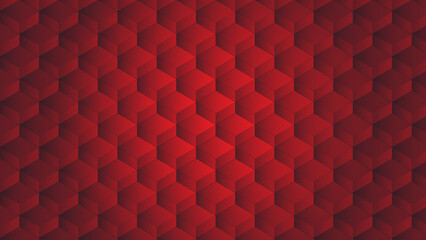 Red leather textured background with abstract pattern and 3D design elements