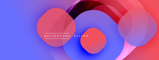Abstract colorful circles overlap. Gradient blue, red hues create dynamic visual effect. Modern design element for backgrounds.