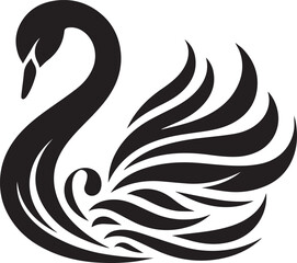 Minimalist Black Swan Silhouette Vector Art – Elegant Curves & Stylized Feathers