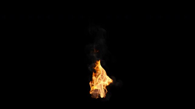 Seamlessly looping fire flames, 4k 24p, with alpha channel and green screen for transparent background