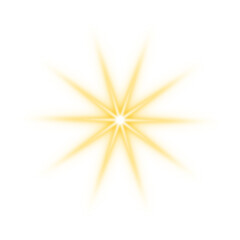 gold star light flare effect shine glow on transparent background. effect sunshine. Glow design elements
