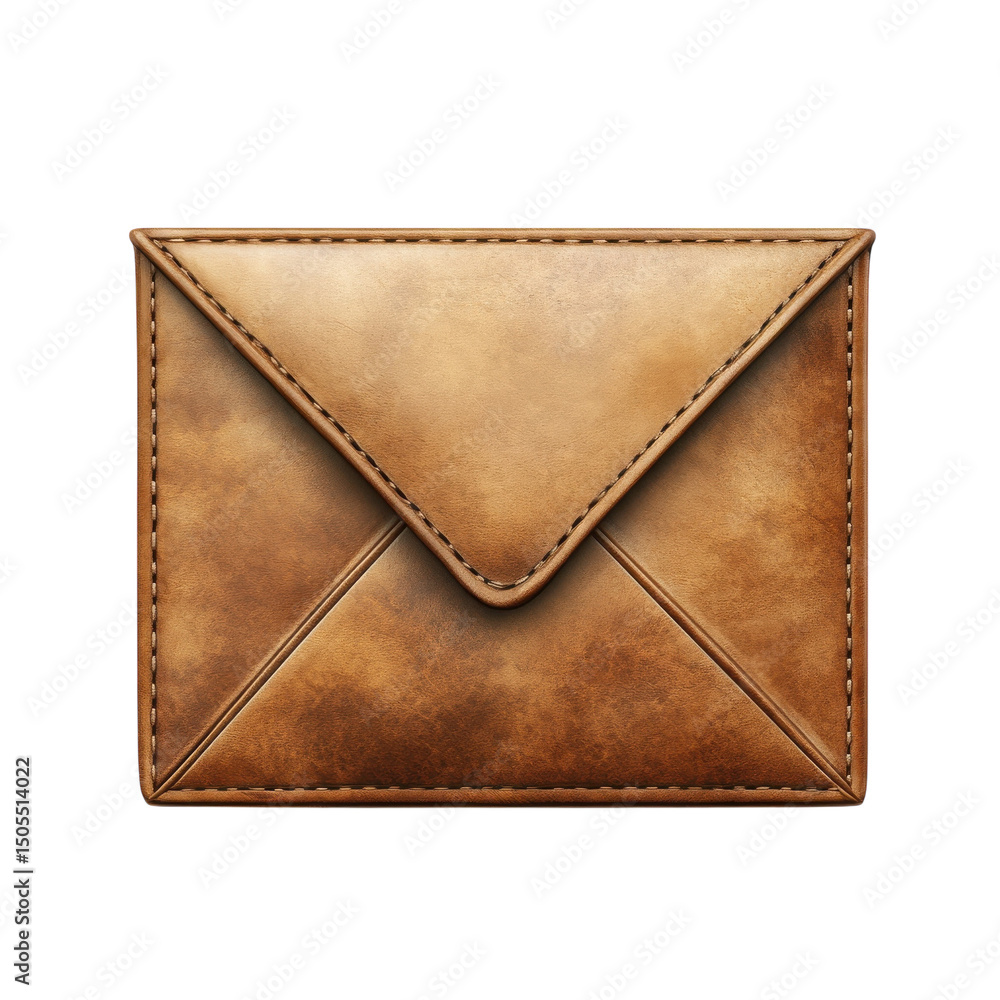Poster an old world worn leather envelope conveys a message of timeless value and on transparent background