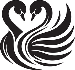 Minimalist Black Swan Silhouette Vector Art – Elegant Curves & Stylized Feathers