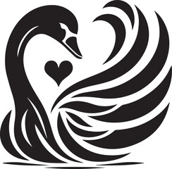 Minimalist Black Swan Silhouette Vector Art – Elegant Curves & Stylized Feathers