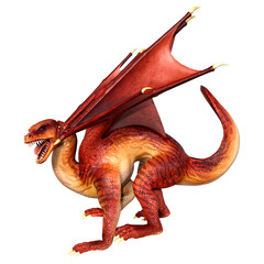 Fototapeta premium 3D Rendering Fairy Tale Dragon on White