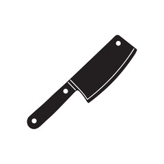 Meat Cleaver Knife Icon Bold Vector Illustration on White Background.