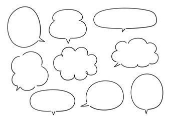 手描き風のふきだしセット　塗り無し線画

