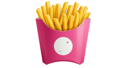 Isolated French Fries in Pink Container