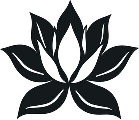 Elegant lotus flower silhouette isolated on white background.