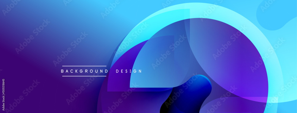 Poster Abstract blue purple gradient. Overlapping shapes create dynamic visual effect. Modern design suitable for backgrounds, banners.