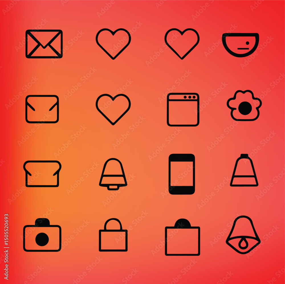 Fototapete symbolic icon collection: a visually striking collection of essential symbols, beautifully rendered 