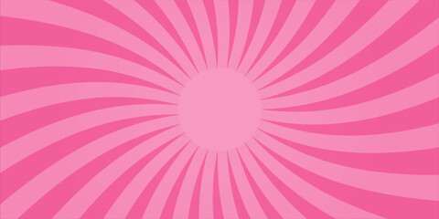 Obraz premium Abstract Vector Candy Spiral Pattern on Pink Background. Square Poster with Fun Pink Hypnotic Swirls, Retro Inspired Grunge Sun Rays