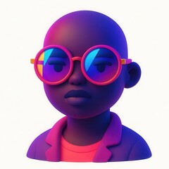 3D Render of a Stylized Avatar with Neon Glasses