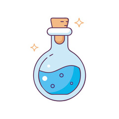 Magical potion bottle with cork and sparkling effect, an enchanting illustration