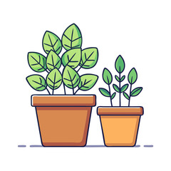 Two potted plants with green leaves bring life and a touch of nature