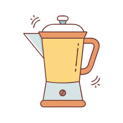 Adorable Cartoon Blender Illustration with Simple Lines and Cheerful Color Palette