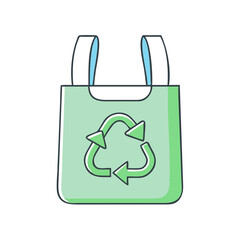Green eco friendly reusable shopping bag with recycle symbol illustration art