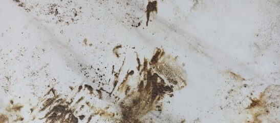 Textured White Surface with Dark Brown Water Stains Pattern
