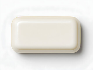 A clean, rectangular bar of soap with rounded edges, presented from a top-down perspective on a plain white background.
