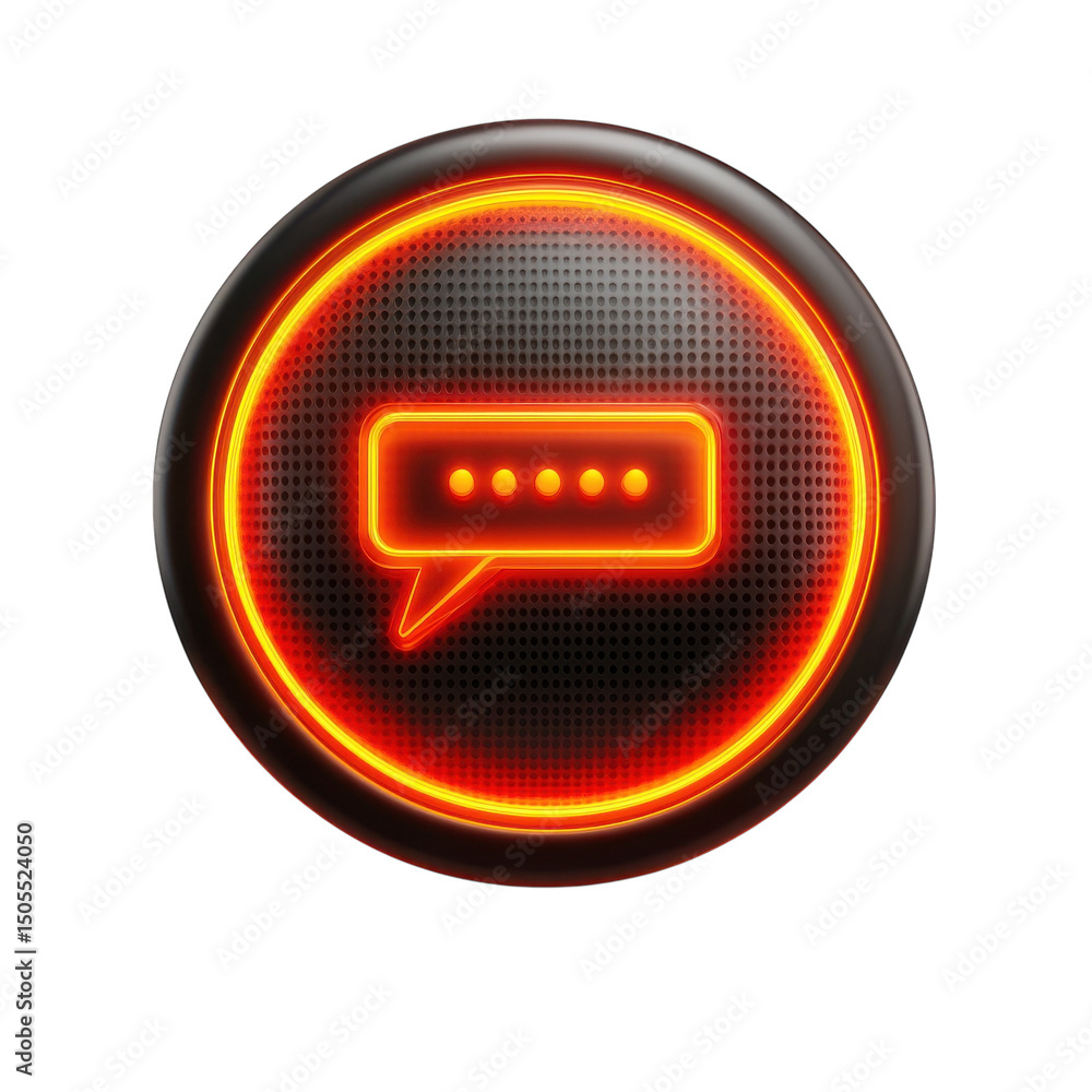 Poster glowing message icon pulsing with digital conversation energy encircled in on transparent background