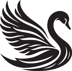 Minimalist Black Swan Silhouette Vector Art – Elegant Curves & Stylized Feathers