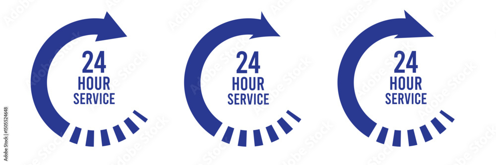 Poster 12 hours to 24 hours worksheet. 24 hours clock with arrow icons vector, time, delivery and service i
