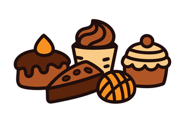 Assorted delicious brownies cakes and pastries