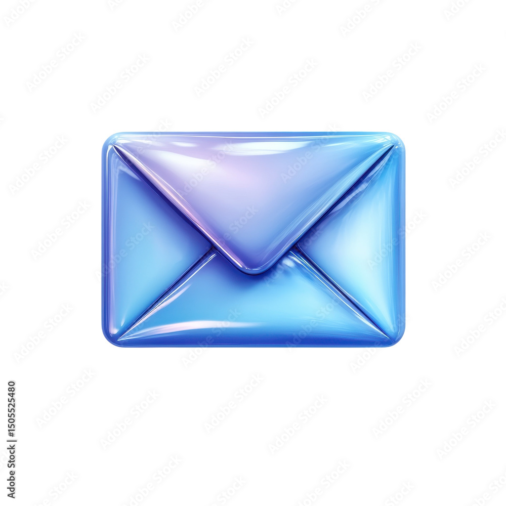 Poster a gleaming email icon signifying connection and communication rendered in on transparent background