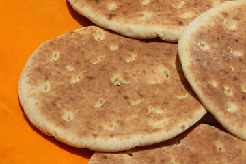 Moroccan Khobz Close Up, Homemade Moroccan Bread