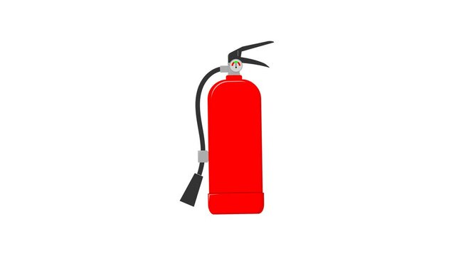 red fire extinguisher on white background. firefighter. safety. simple animation. motion graphics