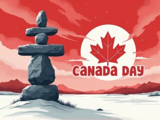 Inukshuk-Themed Poster With Strong Canada Day Message