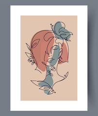 This is an Abstract Portrait that beautifully incorporates Floral Elements, showcasing Modern Art