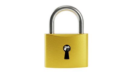 Isolated Golden Padlock with Keyhole