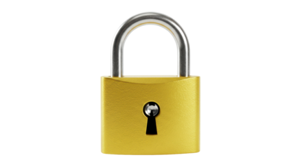 Isolated Golden Padlock with Keyhole